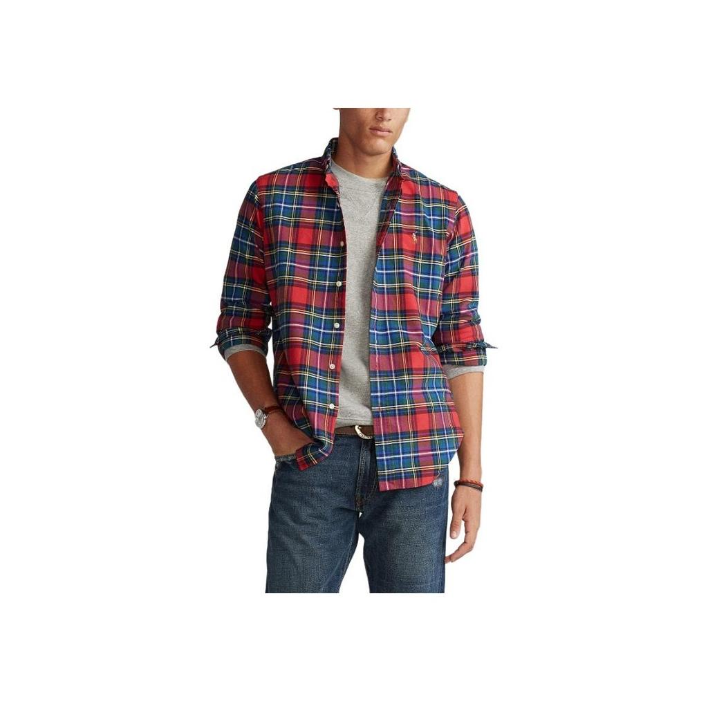 Polo Ralph Lauren клетчатый логотип вышитый свободный оксфорд рубашка с длинным рукавом мужские рубашки многоцветный MNPOWOV16820986-999