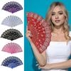 Vintage Lace Folding Fan Portable Floral Pattern Elegant Handheld Fan Lightweight Plastic Rib Hand Fan for Dance Performance Photography Photo Props