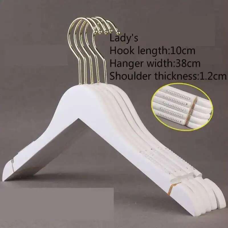 5 шт. Белые вешалки для женской одежды Белые деревянные вешалки для демонстрации одежды в магазине Золотой крючок Корейская версия Индивидуальная гравировка логотипа