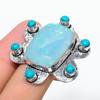 Blue Triplet Opal, Turquoise Gemstone 925 Sterling Silver Gift Ring Size 9 e1Q47