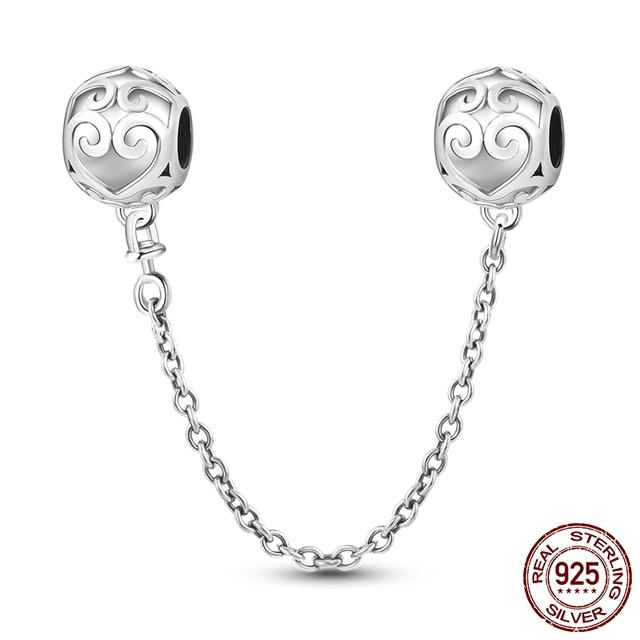 Цирконовая защитная цепочка, подвески, бусины, подходят для оригинального модного стильного браслета, ювелирные изделия из стерлингового серебра 925 пробы, висячие изделия