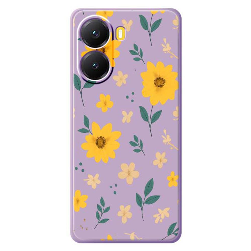 For Xiaomi Redmi Turbo 4 5G/Poco X7 Pro 5G Case Yellow Floral and Leaves Pattern Printing Straight Edge TPU Phone Back Cover
