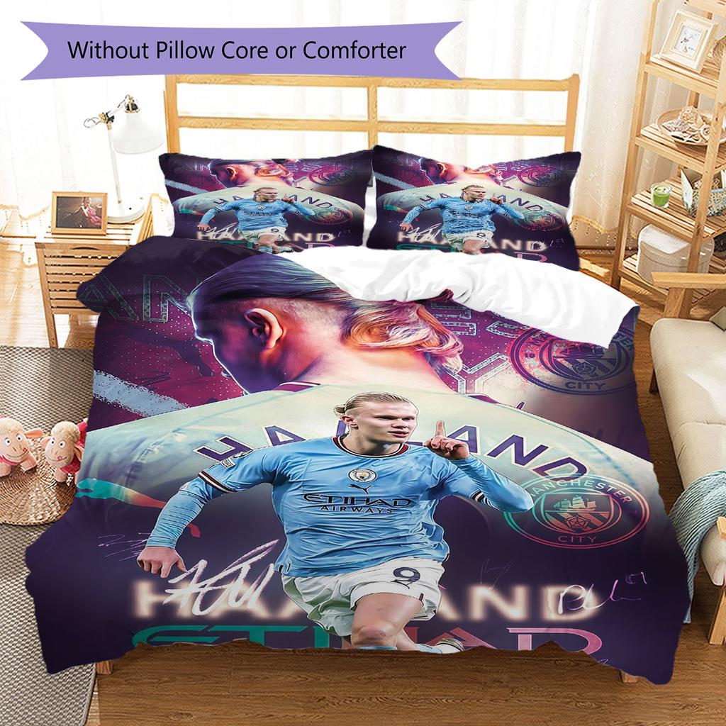 Erling Haaland Star Bedding Quilt Set Quilt Cover Pillowcase Home Decoration Birthday Gift (1 * duvet cover + 2 * pillowcase, without core)