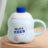 High Looking  Cover Spoon Fruit Cute Girl Office Cup Creative Ceramic Cup with Handful of Milk Breakfast Mug