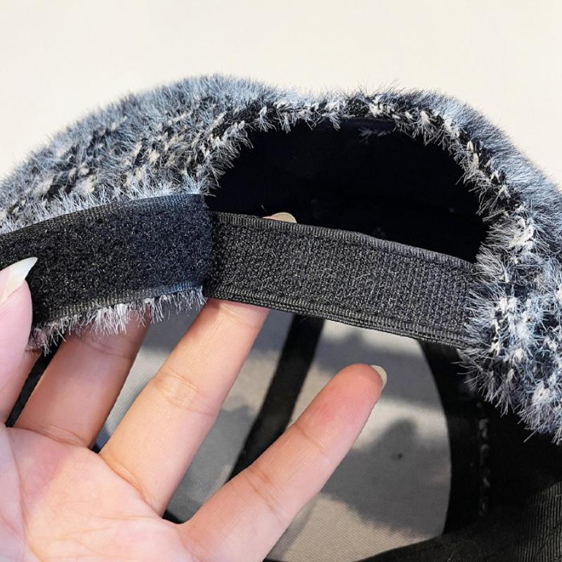 Women's Korean Autumn and Winter Rhinestone Letter Baseball Cap, Outdoor Autumn and Winter Plush Warm Duckbill Cap