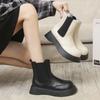 Fashion Women Platform Boots Autumn Fashion White Chelsea Mid Calf Booties Woman 2024 Thick Bottom Ankle Boots Casual Female Short Boots