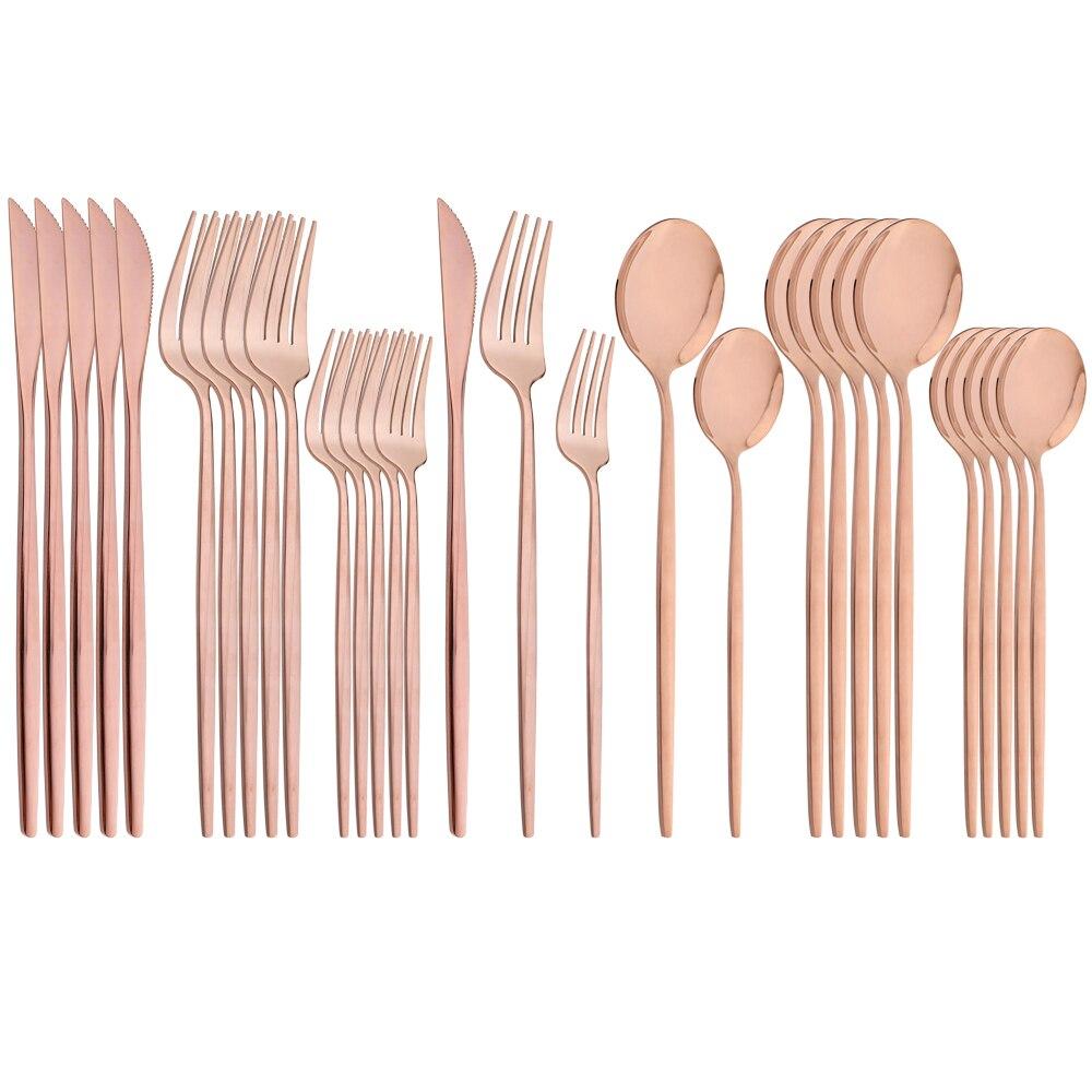 Зеркальный набор столовых приборов из нержавеющей стали, 30 предметов, черно-золотой столовый прибор, нож, вилка, ложка, набор столовых приборов, десертная ложка, набор столовых приборов