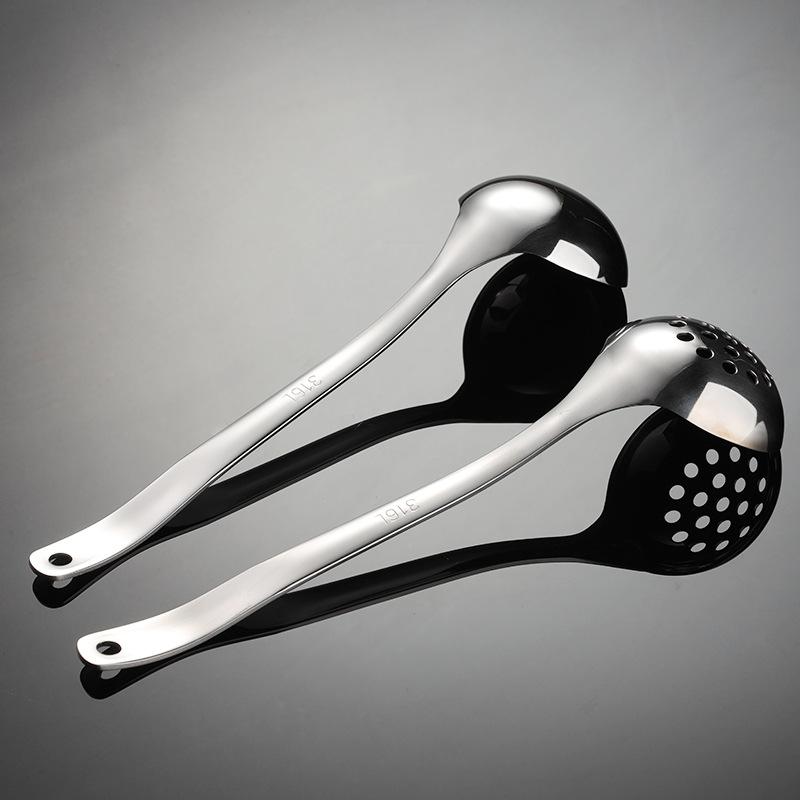 HANYANG 316 Stainless Steel Le Chef Soup Shell Funnel Bright Male Spoon Household Kitchen Large Round Soup Spoon Tableware