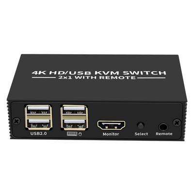 4K USB HDMI KVM-переключатель 2x1: Высококачественный HDMI-переключатель для общего управления клавиатурой и мышью