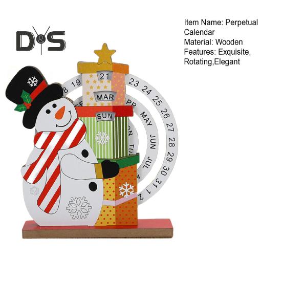 Рождественский вечный календарь, деревянный диск, вечный календарь, ручной вращающийся деревянный блок, настольный календарь для домашнего офиса