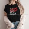 Skate Skate Skate Repeat Round Collar TShirt Figure Skating Basic Unisex T Shirt Women Clothes Fashion