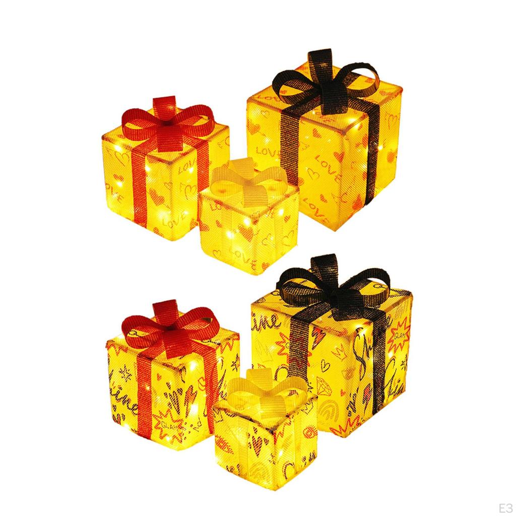 3 Pieces Christmas Light Up Boxes ,Light Present ,Christmas Scene Layout Decoration for