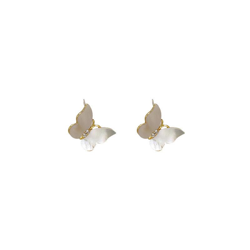 White Fritillary Butterfly Stud Earrings Women's Earrings Suitable for Summer High-end New Popular Niche Earrings