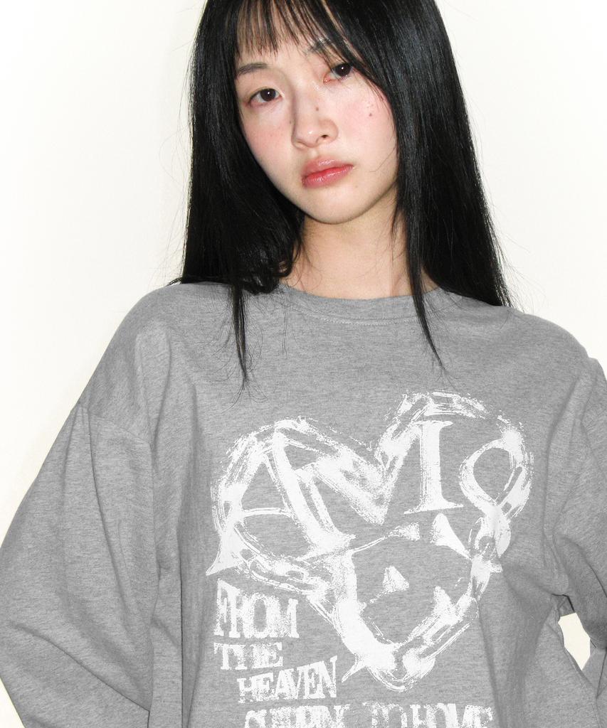 AMES-WORLDWIDE Ames Heart Graphic Ls Tee Gray