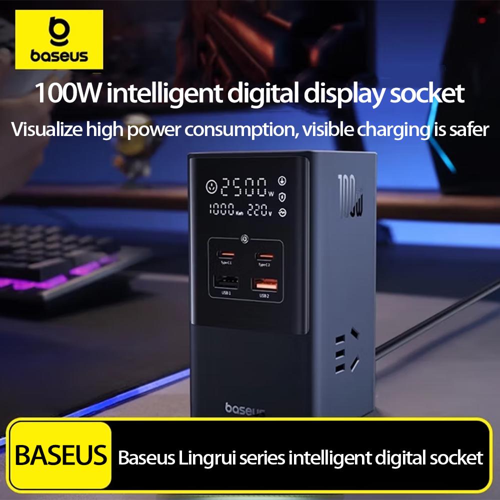 Baseus Вертикальная цифровая розетка 100 Вт станция быстрой зарядки/интеллектуальная зарядка/многофункциональное зарядное устройство/сетевой фильтр/настольная розетка