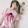 Japan Streetwear Pink Cute Cartoon College Sweet Girls Top Harajuku Summer Anime Fun Kawaii Casual Ulzzang Vintage Women T-shirt