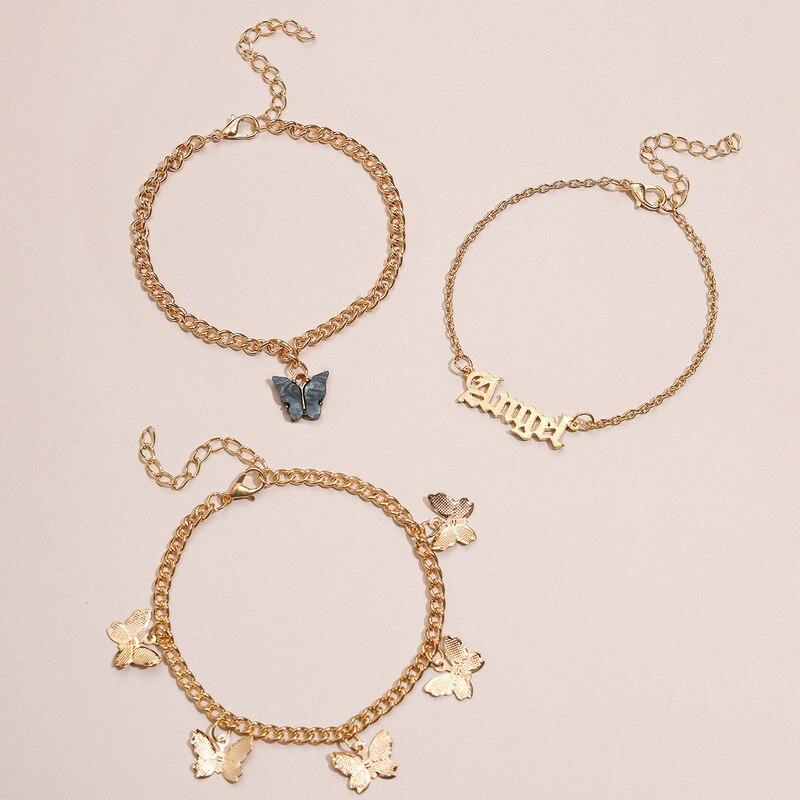 Fashion Multilayer Cute Butterfly Anklets Bracelets for Women Bohemian Simple Anklet Gold Color Chain Ankle Bracelet On Leg