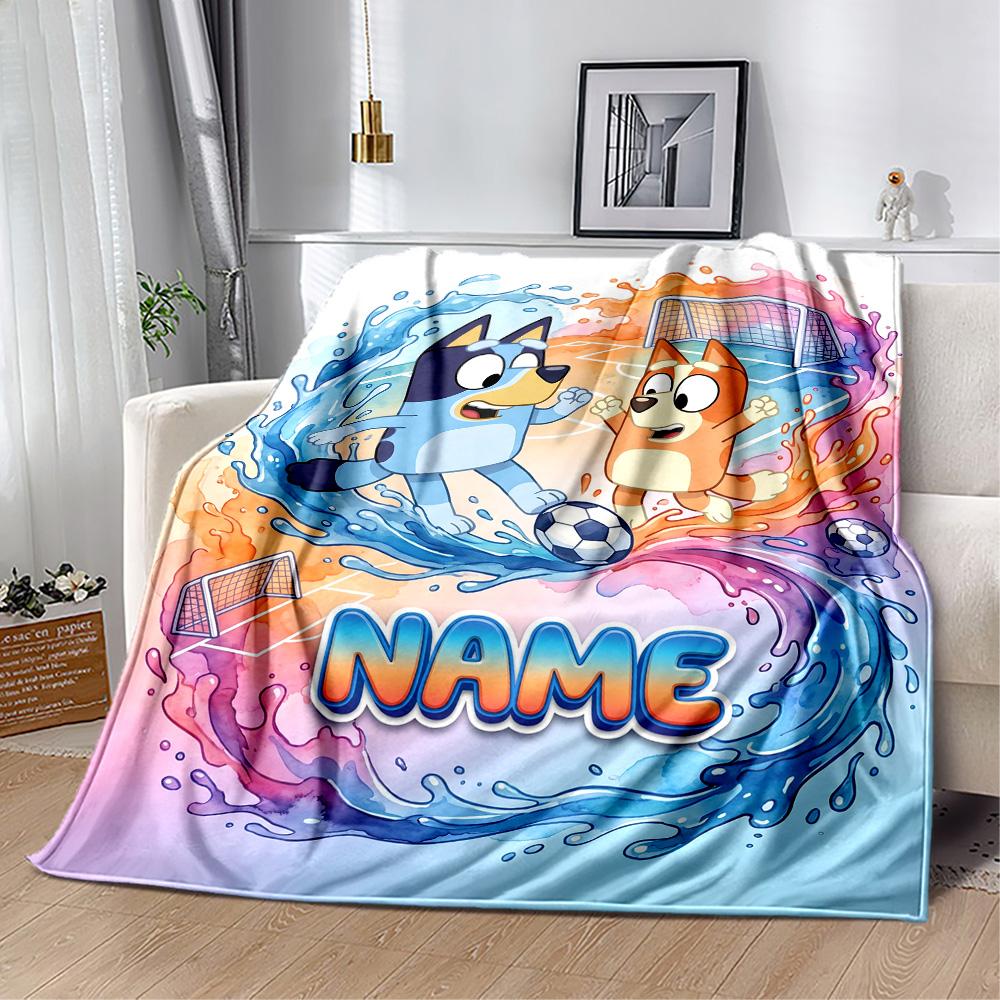 Bluey's Paw Patrol Adventure Customize Text Blanket Cozy Personalized Blanket Durable Comfort Great for Bedding Nap Bed Livingroom