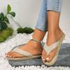 Женские тапочки Летние модные соломенные сандалии Шлепанцы для дома и отдыха Пляжные тапочки Повседневные плоские шлепанцы Женские Zapatos De Mujer