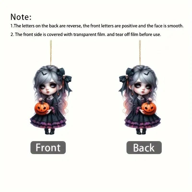 Witch Halloween Holding Pumpkin Patterned Acrylic Pendant For Decor Holiday