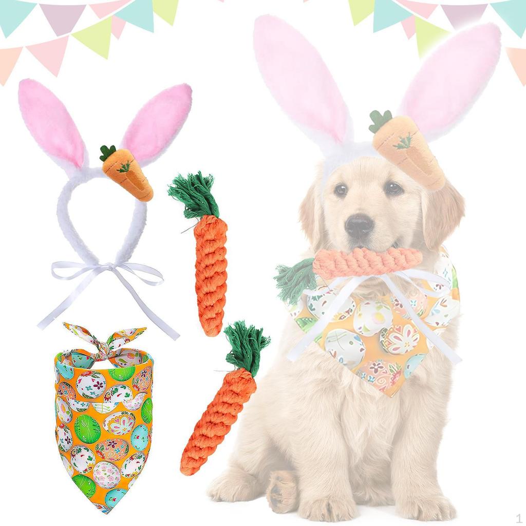 Пасхальный костюм для собаки, бандана для маленьких и средних собак, дышащий шарф, жевательная морковка