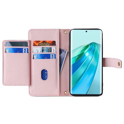 Чехол для телефона для Honor X9a 5G/X40 5G/Magic5 Lite 5G из ПУ кожи с карманом на молнии, слотами для карт, крышка для телефона с ремешками