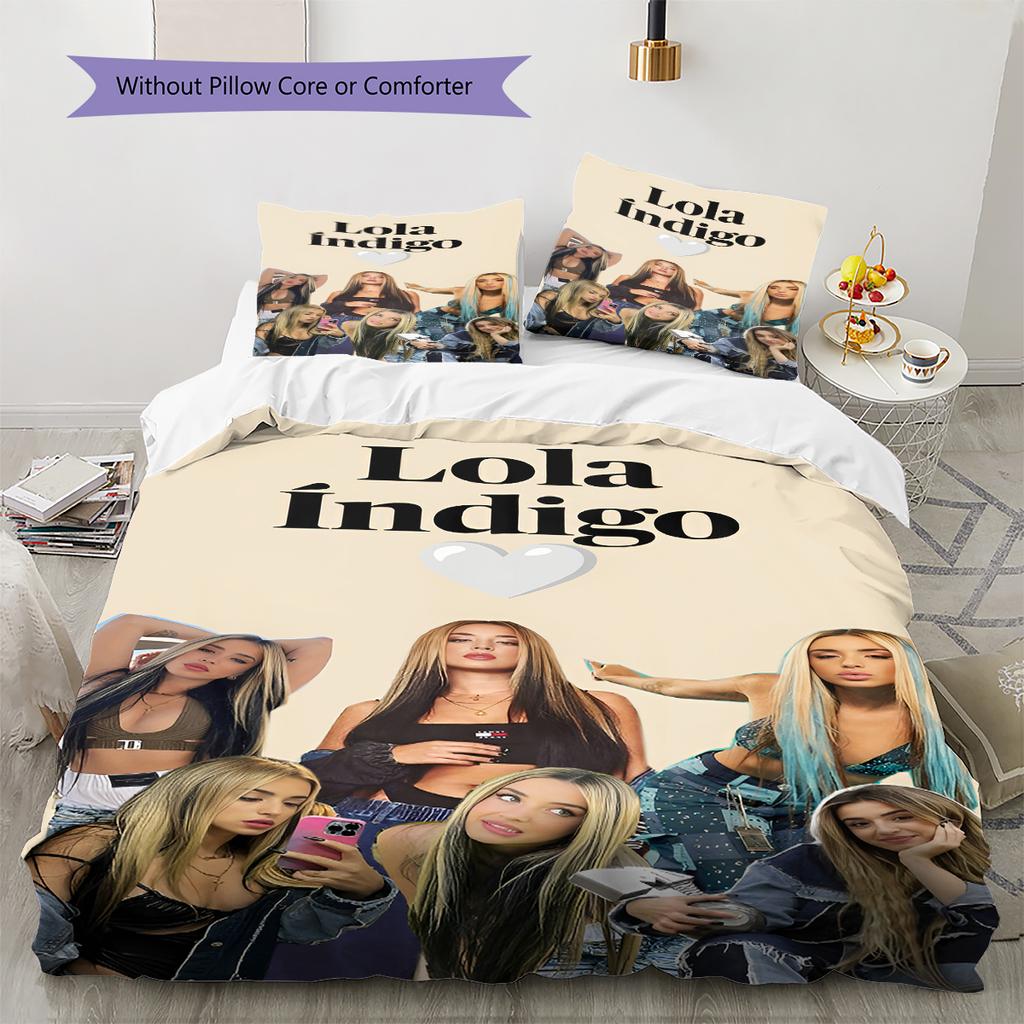 Lola Indigo Pattern Bedding,Quilt Set Quilt Cover Pillowcase Home Birthday Gift (1 * duvet cover + 2 * pillowcase, without core)