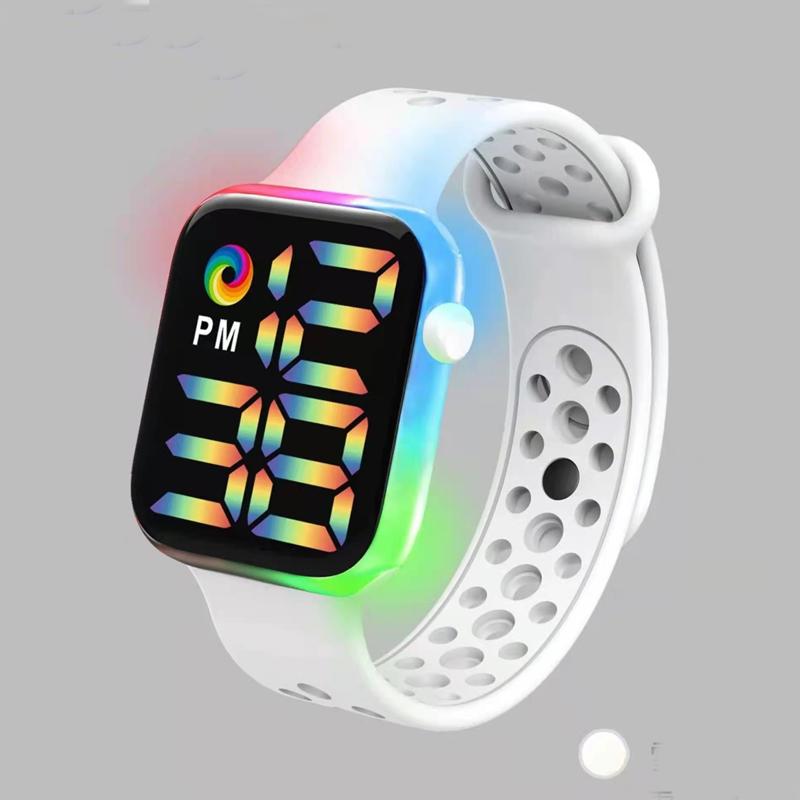 Trendy Unisex Square Luminous Electronic Wristwatch New Digital Sports Student Watch LED Watch Waterproof Man Woman Y1 Cool Rainbow