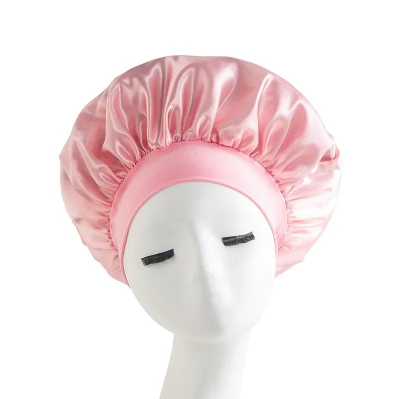 Ночная шапочка из нового сатина с широкими полями, шелковистый боннет, обертывание для волос для сна, шапочка для сна с эластичной мягкой резинкой, шапочка для укладки, инструмент для обертывания волос