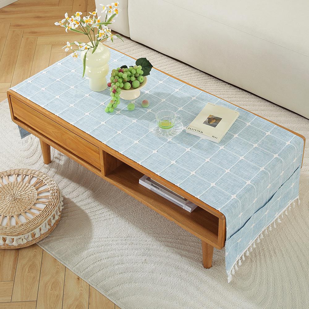 Rectangle Tablecloth Coffee Table Mat Table Mat Fabric Embroidery Jacquard Tassel Household Dust Cover