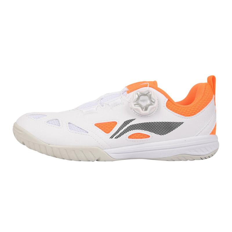 Li Ning Kids Table Tennis Non-Slip Shock Absorbing Wear-Resistant Breathable Support Low-Top Training Shoes Kids Training Shoes White Orange APTU017-1