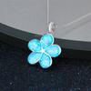 Boho Fashion Flower Pendant Necklace for Women Girl Charm Blue Imitation Opal Necklace Trendy Wedding Party Jewelry