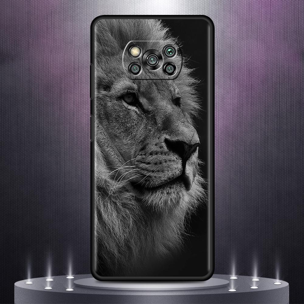 Чехол для телефона Xiaomi Mi Poco X3 NFC 10T Pro 11T 11 Lite Note 10 M3 9T F3 CC9, черный мягкий чехол A2 F1 в виде ракушки, большая кошка, животное, лев