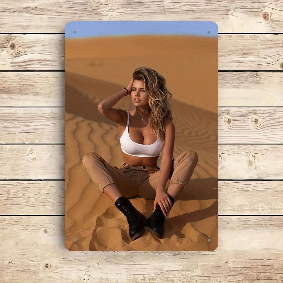 Металлическая табличка Men Cave Постер с сексуальной моделью - 8X12 дюймов Настенный декор для бара, магазина, кафе, офиса, гаража, кухни, украшение для дома