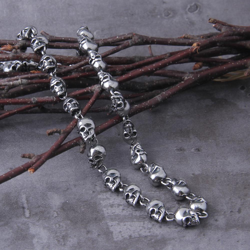 New 316L Stainless Steel Men's Punk Halloween Skull Chain Necklace Men's Fashion Necklace Charm Jewelry
