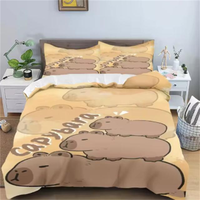 Капибары пододеяльник аниме постельное белье наволочка печатный общий детский и взрослый комплект двуспальный размер реактивная печать одеяло