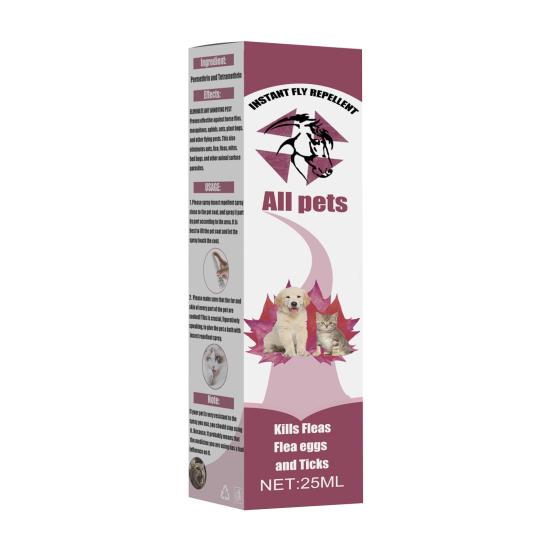 Спрей от блох для всех питомцев - 25 мл/50 мл, Быстрый эффект, Без остатка