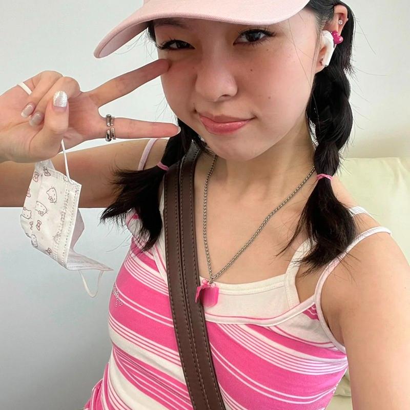 Y2k Aesthetics Camisole Японский топ на бретельках Harajuku 2000-х годов Kawaii Укороченный топ Fairycore Розовая полосатая майка E-girl Grunge