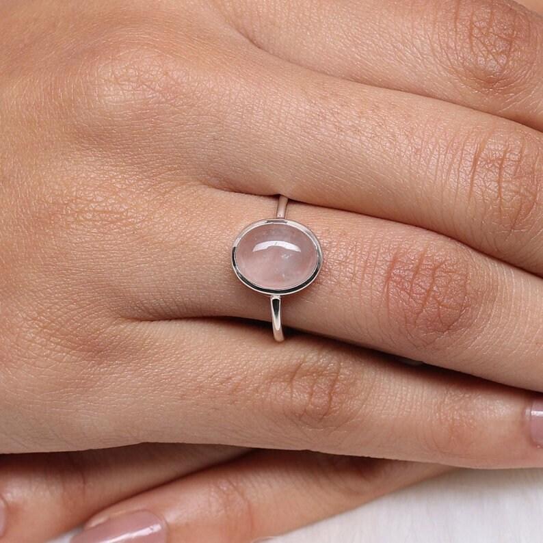 Rose Quartz Ring, 925 Silver Ring, Women Ring, Stacking Ring, Handmade Jewelry, Birthday Gift, Birthstone Ring, Everyday Jewelry