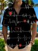 Модная рубашка с коротким рукавом с принтами 'love' и 'сердце', повседневная и универсальная для ежедневной носки.