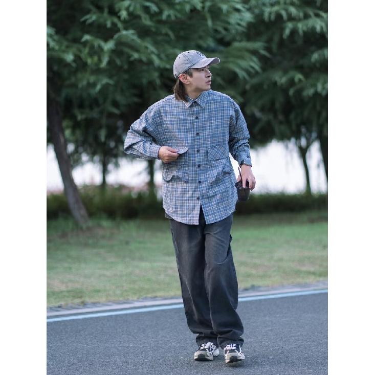 2024 Клетчатая рубашка с длинным рукавом в японском стиле Гонконга Ins Свободная рубашка для мальчиков Летнее модное универсальное повседневное пальто