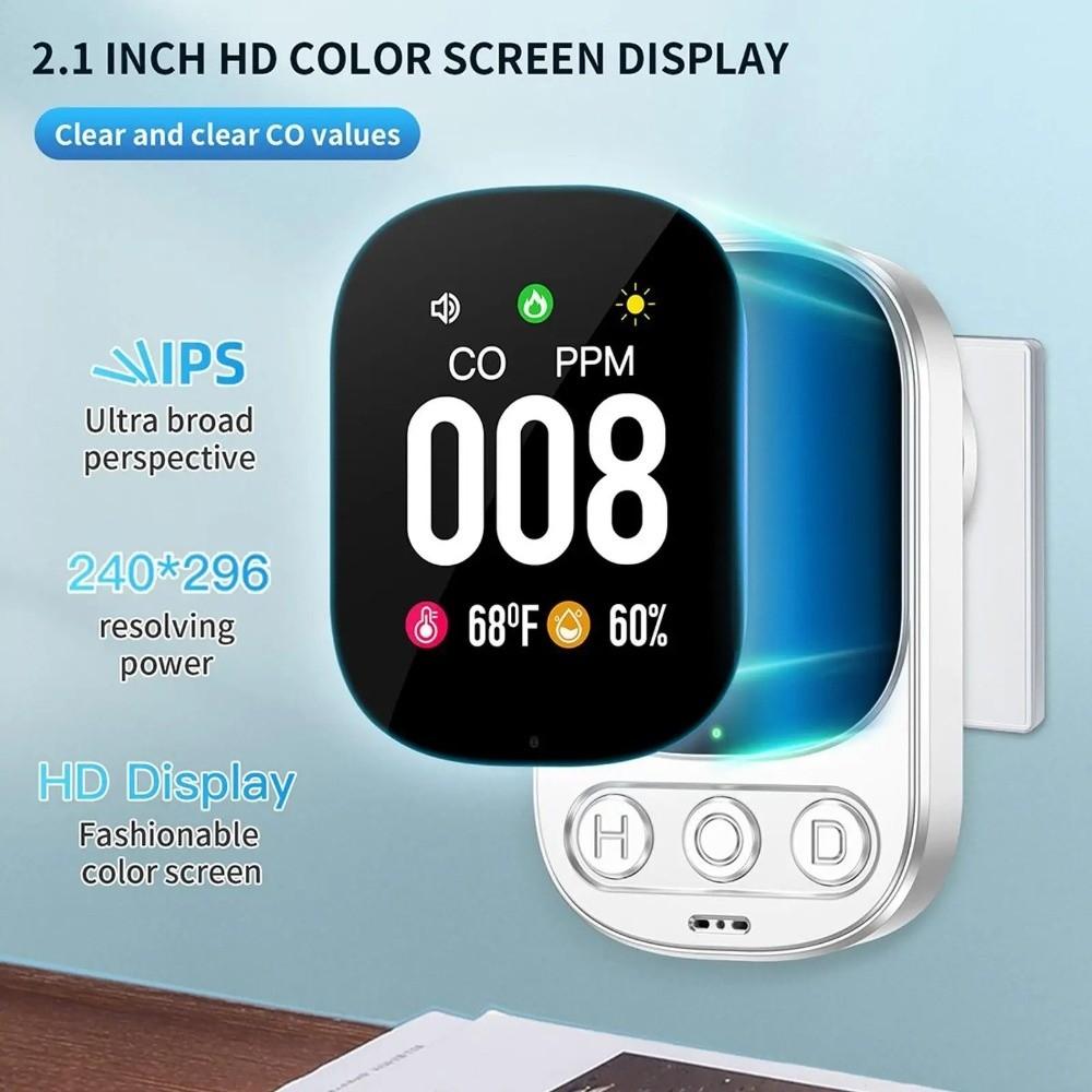 Real Time Monitoring CO Monoxide Alarm Large Screen Temperature Humidity Detector Travel