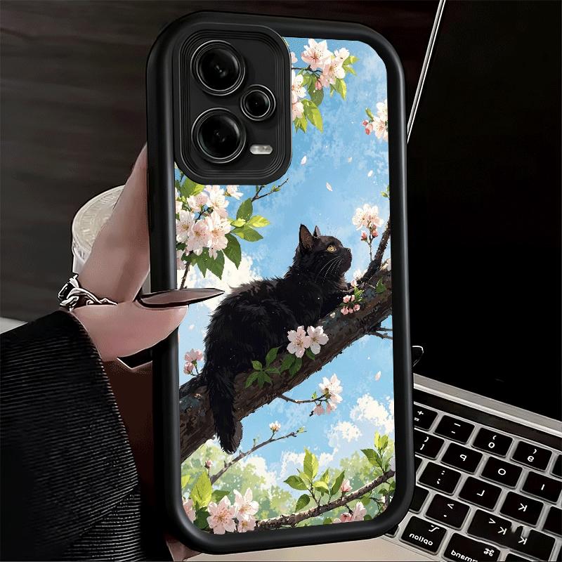 Чехол для телефона Xiaomi Redmi Note 15 14 13 Pro Plus Черная кошка Эстетичный узор Оболочка 12S 11 11S 11T 5G 14S Мягкий силикон Funda