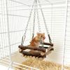 Гамак-качели для хомяка из натурального дерева, жевательная игрушка, маленький гамак-укрытие для грызунов с металлическими подвесными цепочками для морских свинок, песчанок, бурундуков
