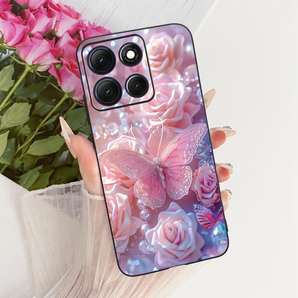 For Motorola Moto G86 Power Cute Flower Butterfly Cat Painted Case For Moto G86 G86Power Black Silicone Soft Phone Cases
