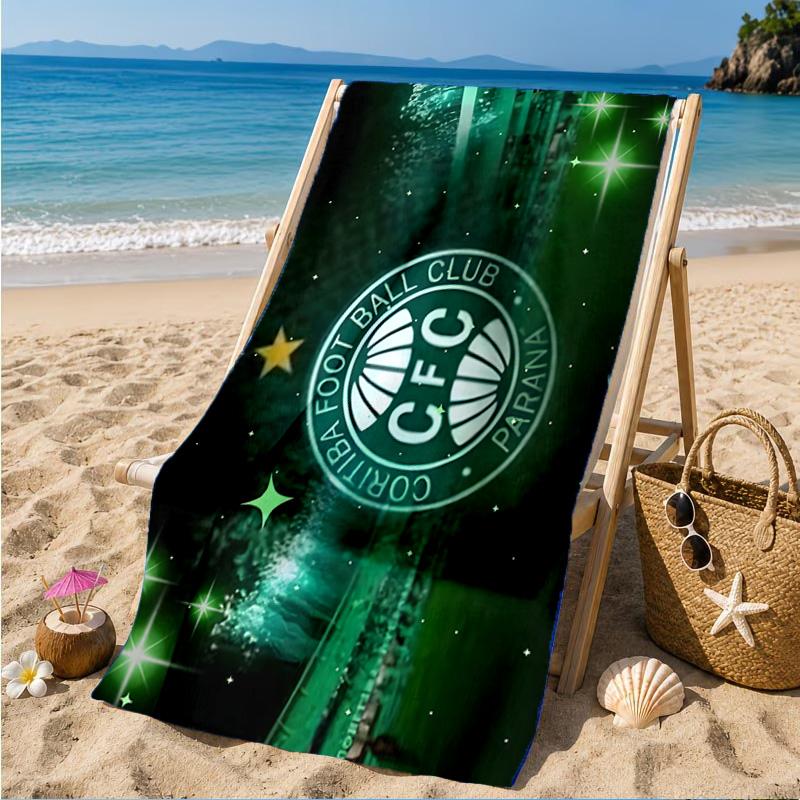 Green Football Club Emblem Printed Microfiber Beach Towel, Soft And Absorbent, Quick-Dry, Ideal for Summer Travel, Beach Essential, Swimming Pool