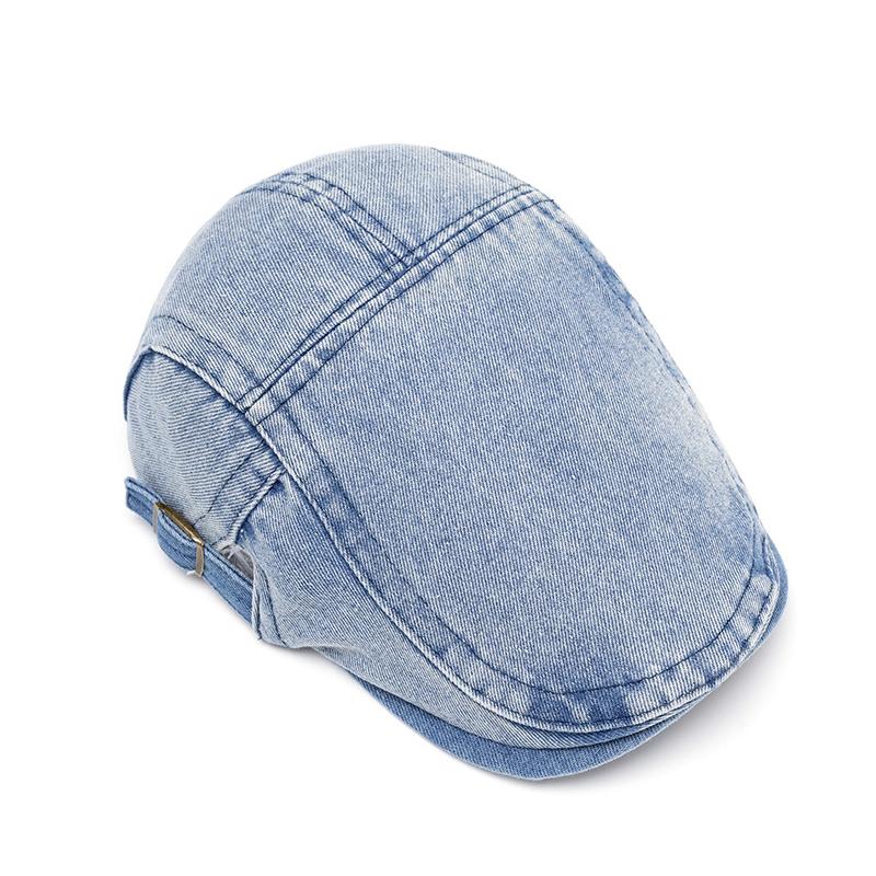 Men Denim Forward Cap Women's Spring Summer Cap Beret British Newsboy Cap