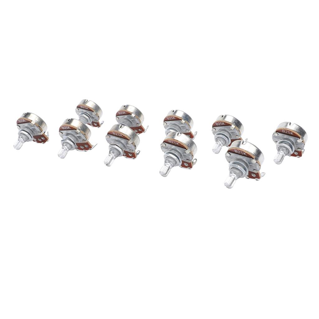 10 Pcs Guitar Potentiometer 18mm Shaft 25K Ohm Bass Metric M8 Electric Bass Guitar Pots for Volume Tone Control B25K