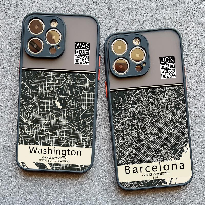 Чехол для телефона Ins Travel Country Sketch City Map для iPhone 8 7 Plus SE2 15 14 11 12 13 Pro Max Mini X XR XS Ударопрочный Funda Shell