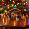 Nativity Scene Set Stable Resin Christmas Manger Figurines for Home Decor Holiday Tabletop Display Gifts